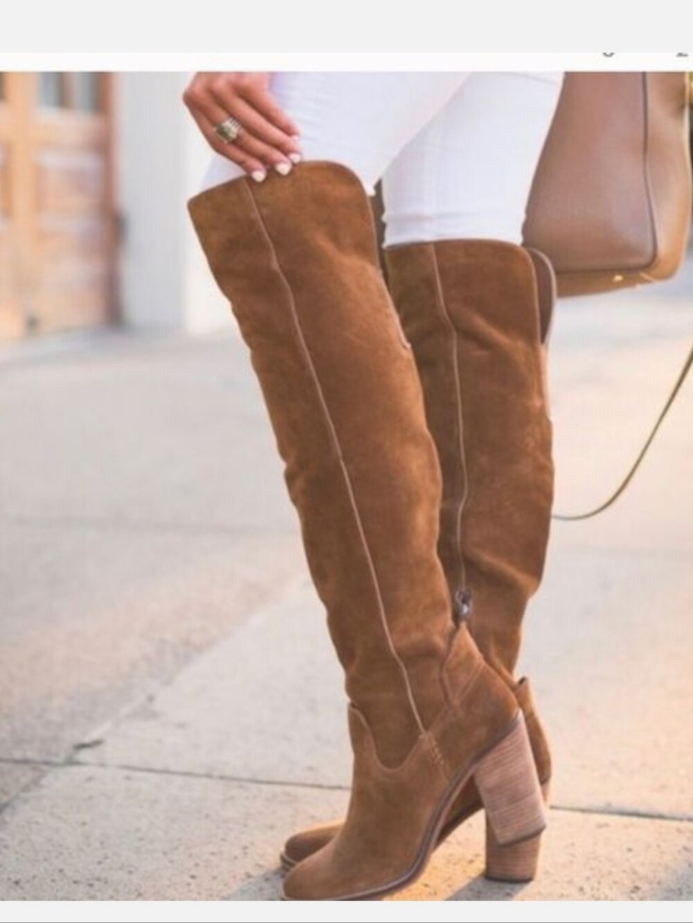 Vince Camuto Brown Suede Leather Heeled Over The Knee Boots Size 9